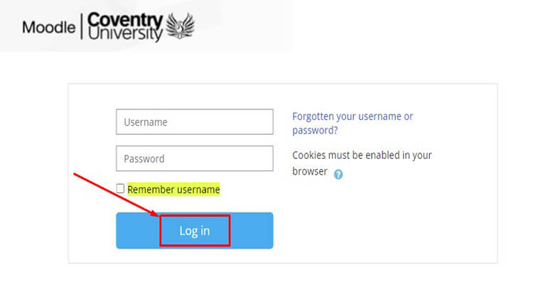 coventry university moodle login